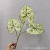 Hoja Realista Individual de Calathea Artificial Impresa en 3D, Planta Verde para Paisajismo Exterior, Decoración del Hogar, Material Floral para Bodas al Aire Libre y Vegetación