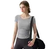 2026 Nueva Camiseta Deportiva de Manga Corta Ajustada para Yoga para Mujer, Ropa Deportiva para Exteriores, Running, Fitness, Entrenamiento, Top
