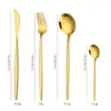Juego de 4 cuchillos, tenedores y cucharas de acero inoxidable de Amazon transfronterizos. Cuchillo, tenedor y cuchara de acero inoxidable portugués para comida occidental. Caja de regalo de 24 piezas.