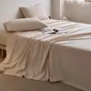 Sábana de algodón puro cepillado simple y gruesa de los años 50, pieza única para otoño e invierno, funda de edredón 100% algodón en color liso, tacto de alta gama, juego de sábanas ajustables de tres piezas