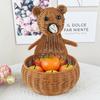 Cesta de almacenamiento de huevos con forma de oso de imitación de ratán, cesta creativa para guardar animales, adornos azules para sala de estar
