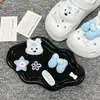 Fofo Desenho Animado Tecido Amarrado Pelúcia Cachorro Tamancos Acessórios DIY Flor de Sapato Nova Moda Fivelas de Sapato para Tamancos