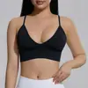 Sujetador deportivo de punto sin costuras de color liso ajustado para mujer, transfronterizo europeo y americano, adecuado para correr, fitness y yoga