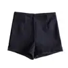 Shorts de Traje para Mujer con Forro de Polar, Novedad Primavera 2026, Cintura Alta, Negros, Estilo Americano, Adelgazantes, de Corte A
