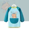 Delantal Infantil Bata de Pintura Impermeable y Anti-Suciedad Manga Larga Vestido Inverso Guardería Bebé Ropa Protectora para Comer Impresión Personalizada