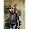 Camiseta de Manga Corta de Algodón Puro con Estampado de Letra de Lazo Estilo Ballet Americano Verano Moderna Versátil para Hombres y Mujeres
