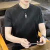 Camiseta de Manga Corta para Hombre, Delgada, de Moda, Verano 2026, Nueva Tendencia, Cuello Redondo, Sensación de Hielo, Transpirable, Capa Base, Top de Media Manga