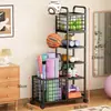 Estantería Móvil para Equipos de Fitness en Casa, Estantería para Guardar Equipos de Estudio de Yoga, Estantería de Almacenamiento Multifuncional