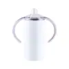 Taza Aislada Transfronteriza de Acero Inoxidable de 12 oz con Doble Tapa, Taza Blanca de Sublimación de Alto Valor con Doble Asa, Empaque Personalizado con Logo