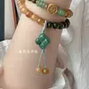 Una Hoja Conoce Otoño Verde Sándalo Doble Círculo Literario Chino Con Cuentas DIY Pulsera de Gota Pequeña Pulsera Estilo Flor de Ciruelo Trébol de Cuatro Hojas