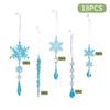 18 Peças Transfronteiriças de Decorações de Árvore de Natal, Decorações de Natal de Cristal Acrílico, Flocos de Neve e Pingentes de Gelo, Pingentes de Árvore de Natal