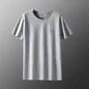 Nueva Camiseta Casual de Secado Rápido para Hombre Talla Grande Verano Delgado Cuello Redondo Holgada de Seda de Hielo Manga Corta Media Manga