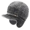 Chapéus de Inverno para Mulheres de Meia-Idade e Idosas, Avó, Mãe, Chapéus Quentes para Idosos, Chapéus de Lã Grossa Tricotados com Forro de Fleece e Proteção Auricular de Pelo de Coelho