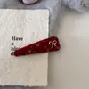 Laço Vermelho de Tecido para Ano Novo Lã Presilha BB Grampo de Cabelo Requintado de Alta Qualidade Franja Presilha Lateral Acessório de Cabelo para Mulheres