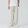 Pantalones Harem Casuales Retro de Algodón y Lino Estilo Chino de Verano de Alto Volumen, Pantalones Linterna Anchos Sueltos de Talla Grande para Hombre