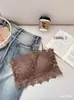 Camisola Sexy Floral Solúvel em Água com Recortes e Bojos Fixos, Gola Halter, Camada Interna, Top Tubo e Sutiã Envelope para Mulheres
