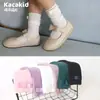 Calcetines de Rayas Verticales a Media Pantorrilla Hechos a Medida para Otoño e Invierno Calcetines para Niños Calcetines de Algodón con Lazo para Niñas Calcetines de Baile Calcetines de Princesa