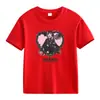 Comercio Exterior Americano Verano Pesado Color Sólido Estampado de Letras Algodón Manga Corta Camiseta Manga Media Ropa para Clase Padre-Hijo Ropa para Niños
