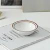 Tigela Grossa de Cerâmica Estilo Japonês-Coreano Marrom com Linha Azul, Design Pintado à Mão com Esmalte Submerso, Tigela de Arroz de 15cm, Tigela para Cereal e Sopa