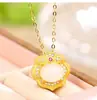 Collar con colgante Ruyi de candado Ruyi chapado en oro de 24 quilates, incrustado con plata de ley S925, candado Ruyi auspicioso, joyería de cadena para clavícula