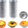 Tazas desechables para tartas de huevo de papel de aluminio, papel de estaño engrosado, para hornear en casa, moldes para tartas de huevo, resistentes al calor, aptas para hornos y freidoras de aire
