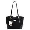 Moda Coreana Inverno 2025 Bolsa Tote Grande Estampa de Leopardo Versátil Simples Casual Feminina para Ombro