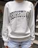 Sudadera de Manga Larga con Cuello Redondo Bordada con Letras GEORGETOWN Estilo BM para Mujer, Casual, Holgada, Adelgazante, Combinable con Todo