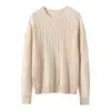 Suéter de Cashmere Grossinho com Gola Redonda, Ombros Raglã e Trançado para Mulheres, Novo Pulôver Estilo Coreano Outono/Inverno, Suéter de Cashmere Emagrecedor