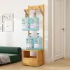Mesita de noche con perchero integrado, madera maciza, independiente, para uso doméstico en el dormitorio, pequeño almacenamiento multifuncional y perchero