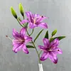3 Cabeças de Lírios para Arranjos Florais de Casamento, Decoração de Cena, Flores Artificiais para Decoração de Casamento, Montagem de Painel de Fundo, Arranjo de Flores para Sala de Estar