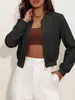 Chaqueta simple de moda transfronteriza Amazon europea y americana 2026, abrigo corto de manga larga de color liso con cremallera, estilo europeo y americano