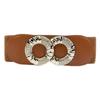 Cinto Feminino Novo de Primavera Moda Fivela Redonda Dupla de Metal Incrustado com Strass Decorativo Elástico Elástico Cintura Pequena