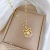 [Aço titânio] Colar Brincos terno Luz Luxo Completo Diamante Pérola Arco Personalidade Elegante Banquete Brincos Colar Conjunto