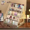 Soporte de exhibición de escritorio acrílico multifuncional, organizador de cosméticos transparente de niveles, estante de almacenamiento de cuentas de gran capacidad