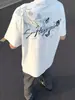 Camisetas Bordadas Florales de Manga Corta Estilo High Street Americano para Hombres y Mujeres, Marca Trendy de Verano, Camisetas Sueltas y Versátiles Estilo Retro para Parejas