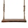 Balanço de Madeira Maciça para Crianças e Adultos, com Corda de Cânhamo, Anti-Corrosão, para Pátio, Decoração Externa e Interna, Ecológico Original