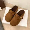 Pantuflas de peluche para exteriores de punta cerrada, suela gruesa, tacón oculto, temporada cálida, sin cordones 2026, pantuflas de algodón para mujer, engrosadas de invierno