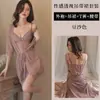 Pijama Tentador de Encaje Sexy con Abertura Lencería Pura Sexo Perspectiva Pecho Pequeño de Verano para Mujer Camisón Caliente para el Hogar