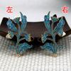 60689 Estilo Antiguo de Cobre Hecho a Mano DIY Accesorios para el Cabello con Goteo de Aceite Piezas 35*56mm Rama de Flor Adorno Esmeralda para Ropa Hanfu