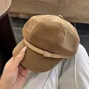 Gorro Octagonal de Lana para Mujer Otoño e Invierno 2026 Gorro de Artista Vintage que Hace que la Cara Parezca Más Pequeña, Boina Versátil