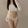 Milky ~ Ropa interior estilo chica japonesa estilo pura lujuria, calzones de mujer de cintura media con cobertura de cadera con borde de hongo dulce y lindo