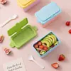 Nueva Caja Bento de Plástico de Grado Alimenticio Apta para Microondas Portátil Sellada para Estudiantes y Trabajadores de Oficina