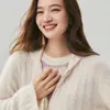Baicai 26 Novo Cardigã de Tricô de Caxemira com Zíper Feminino Outono e Inverno com Capuz Solto Suéter Espessado Top Outerwear