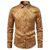 Camisa para Hombre Transfronteriza Amazon Otoño Invierno Nueva Talla Europea Proceso de Estampado Retro Desgastado Camisa de Manga Larga para Hombre