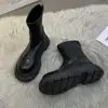 Botines Cortos para Mujer 2025 Primavera y Otoño Nuevo Moderno Versátil Cierre Trasero Plataforma Suela Gruesa Antideslizantes Botas Ajustadas Moda