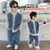 Conjunto de Ropa de Primavera para Niños 2025 Nuevo Elegante Genial Niño Primavera y Otoño Conjunto de Tres Piezas de Mezclilla Ropa de Otoño Infantil de Moda