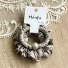 Conjunto de 2 peças~Elástico de cabelo elegante de cetim com babados e pérolas, estilo despojado para rabo de cavalo baixo, acessório de cabelo estilo coreano
