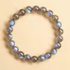 Pulsera de Piedra Lunar Natural Cuentas Sueltas de Piedra Lunar Azul Piedra Lunar Gris Accesorios para Joyería DIY Color Luz Azul Labradorita Mayoreo