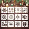 Modelo de Pintura Vazada com Padrão de Floco de Neve de Natal Novo Mais Vendido Transfronteiriço, Molde de Grafite DIY para Decoração Feita à Mão