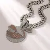 Hip-Hop Europeo y Americano Flamenco de Diamantes Completos Dibujo Animado Anime Colgante Aleación Cadena Cubana Collar de Moda Callejera para Hombres Venta al por Mayor
